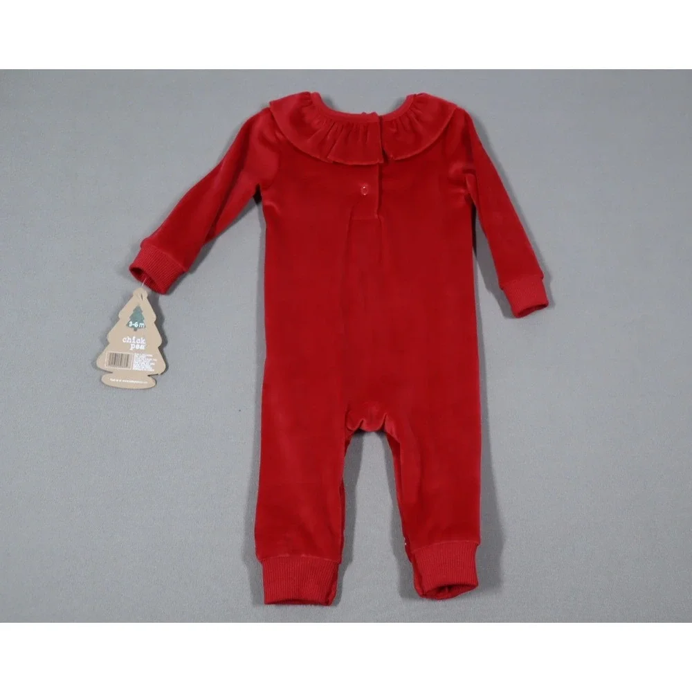 Chickpea Baby Girls Fair Isle-Print‎ Ruffled Fleece Coverall - Red - Size 3-6 M